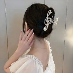 Metal Note rhinestones hair clip