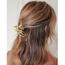 Metal wave pearl hair clip (4)