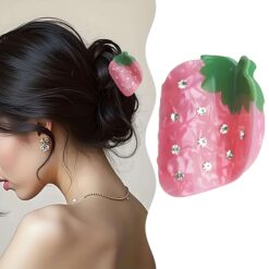 Strawberry hair clip with rhinestones