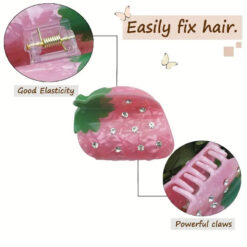 Strawberry hair clip with rhinestones
