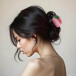 Strawberry hair clip with rhinestones
